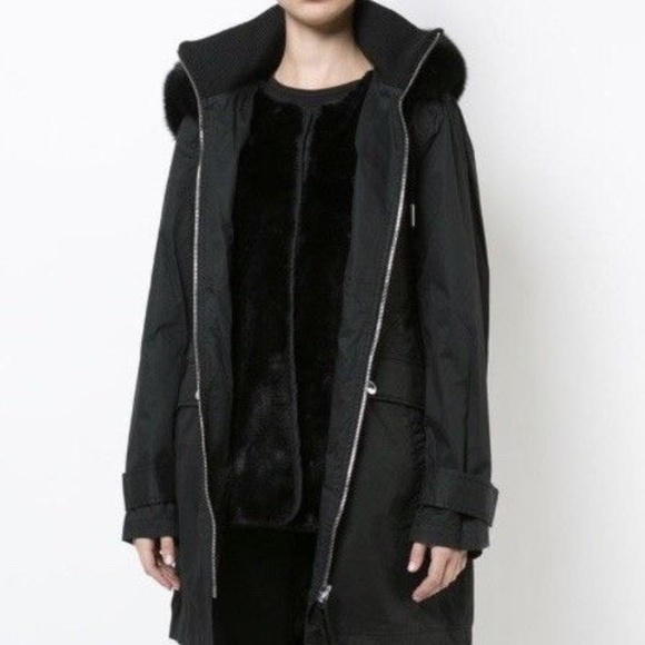 Derek Lam 10 Crosby Fox Fur-Trimmed Anorak Coat S6 - Picture 2 of 8